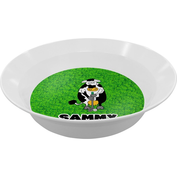 Custom Cow Golfer Melamine Bowl (Personalized)