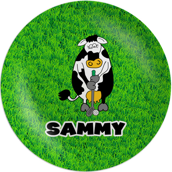 Custom Cow Golfer Melamine Salad Plate - 8" (Personalized)