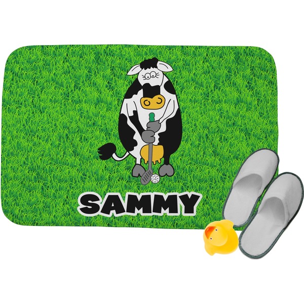 Custom Cow Golfer Memory Foam Bath Mat (Personalized)