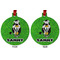 Cow Golfer Metal Ball Ornament - Front and Back