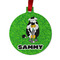 Cow Golfer Metal Ball Ornament - Front