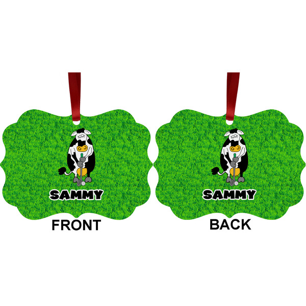 Cow Golfer Metal Benilux Ornament - Front and Back (APPROVAL)