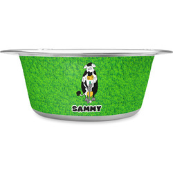 Cow Golfer Stainless Steel Dog Bowl - Medium (Personalized)