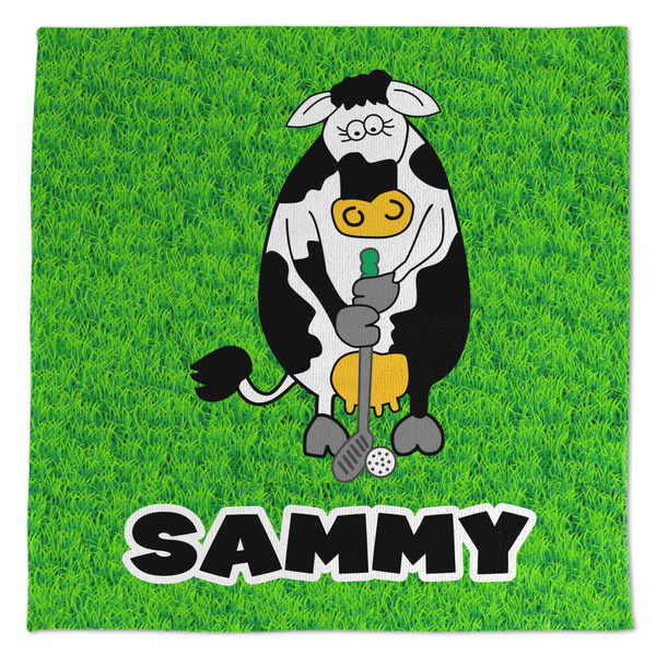 Custom Cow Golfer Microfiber Dish Towel (Personalized)