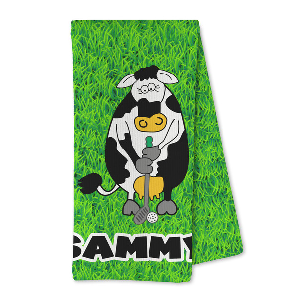 Custom Cow Golfer Kitchen Towel - Microfiber (Personalized)