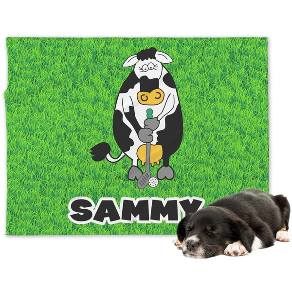 Custom Cow Golfer Dog Blanket - Regular (Personalized)