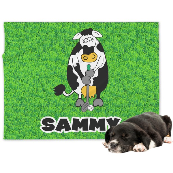 Custom Cow Golfer Dog Blanket - Regular (Personalized)