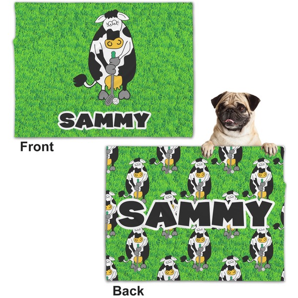 Cow Golfer Microfleece Dog Blanket - Regular - Front & Back