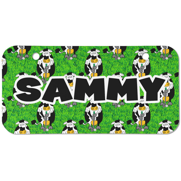 Custom Cow Golfer Mini/Bicycle License Plate (2 Holes) (Personalized)