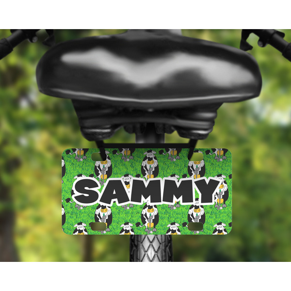 Cow Golfer Mini License Plate on Bicycle