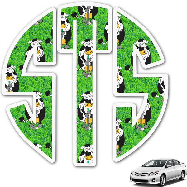 Custom Cow Golfer Monogram Car Decal (Personalized)