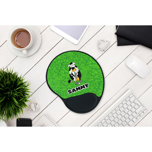 Cow Golfer Mouse Pad with Wrist Rest - LIFESYTLE 1