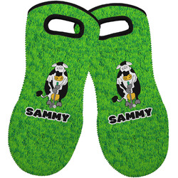 Cow Golfer Neoprene Oven Mitts - Set of 2 w/ Name or Text