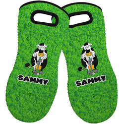 Cow Golfer Neoprene Oven Mitts - Set of 2 w/ Name or Text