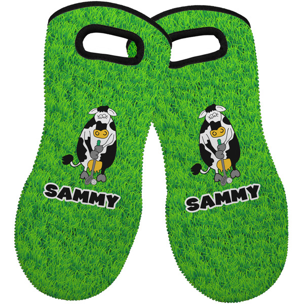 Cow Golfer Neoprene Oven Mitt -Set of 2 - Front