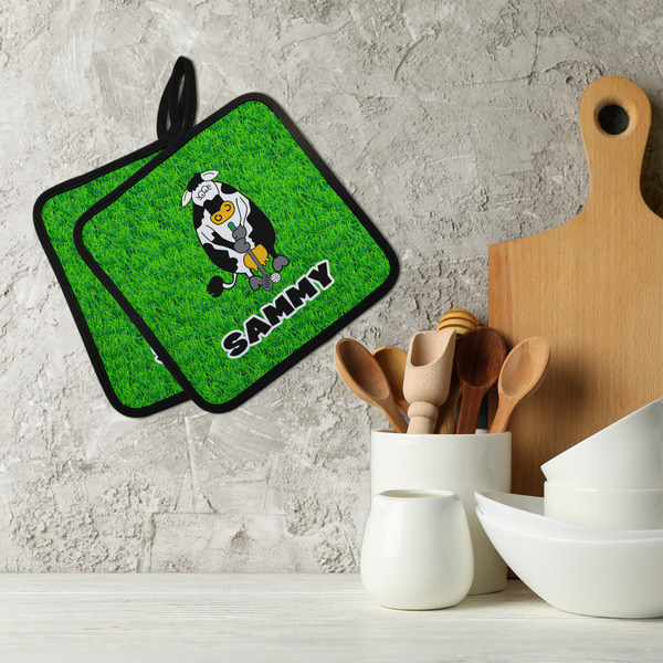 Cow Golfer Neoprene Pot Holder - Set of 2  LIFESTYLE
