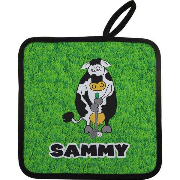 Custom Cow Golfer Pot Holder w/ Name or Text