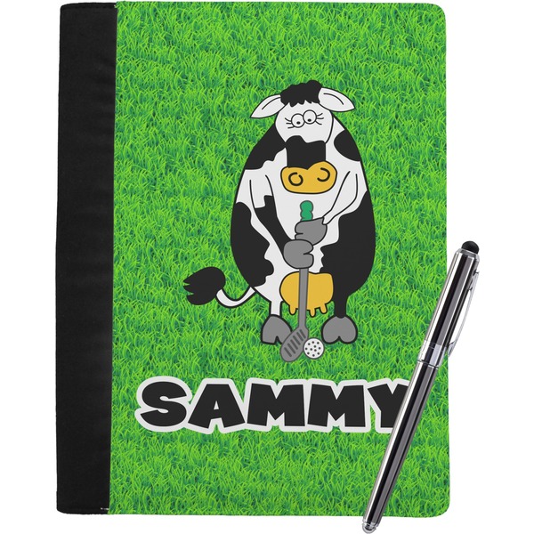 Custom Cow Golfer Notebook Padfolio - Large w/ Name or Text