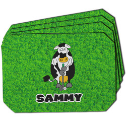 Cow Golfer Dining Table Mat - Octagon w/ Name or Text