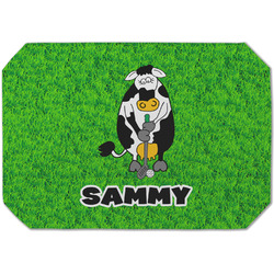 Cow Golfer Dining Table Mat - Octagon (Single-Sided) w/ Name or Text
