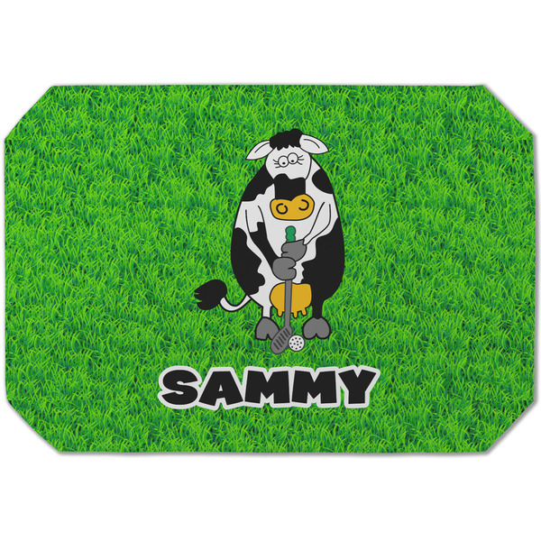 Custom Cow Golfer Dining Table Mat - Octagon (Single-Sided) w/ Name or Text