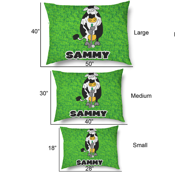 Cow Golfer Outdoor Dog Beds - SIZE CHART