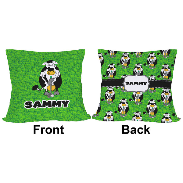 Cow Golfer Outdoor Pillow - 16x16
