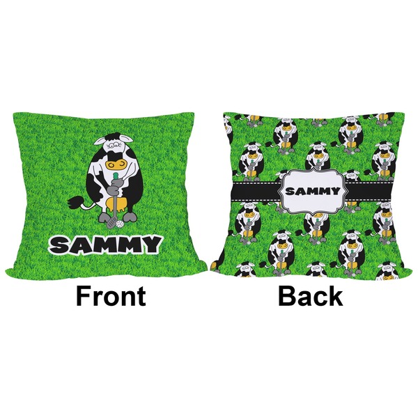 Cow Golfer Outdoor Pillow - 18x18