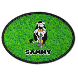 Cow Golfer Iron On Oval Patch w/ Name or Text