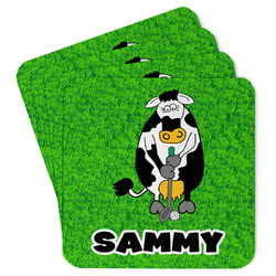 Cow Golfer Paper Coasters w/ Name or Text