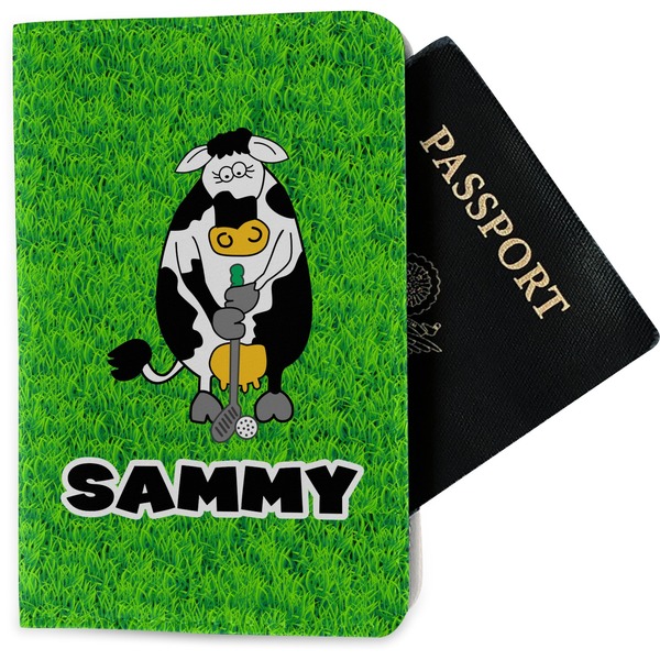 Custom Cow Golfer Passport Holder - Fabric (Personalized)