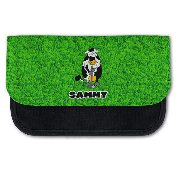 Custom Cow Golfer Canvas Pencil Case w/ Name or Text
