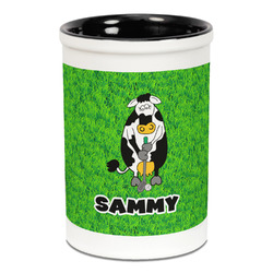 Cow Golfer Ceramic Pencil Holders - Black