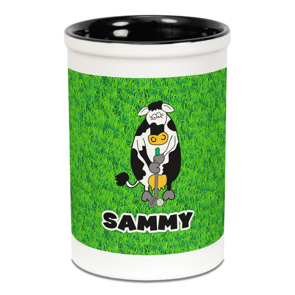 Cow Golfer Pencil Holder - Black