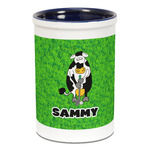 Cow Golfer Ceramic Pencil Holders - Blue