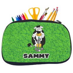 Cow Golfer Neoprene Pencil Case - Medium w/ Name or Text
