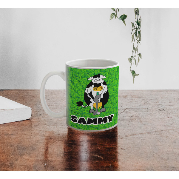 Cow Golfer Personalized Coffee Mug - Lifestyle