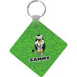 Cow Golfer Diamond Plastic Keychain w/ Name or Text