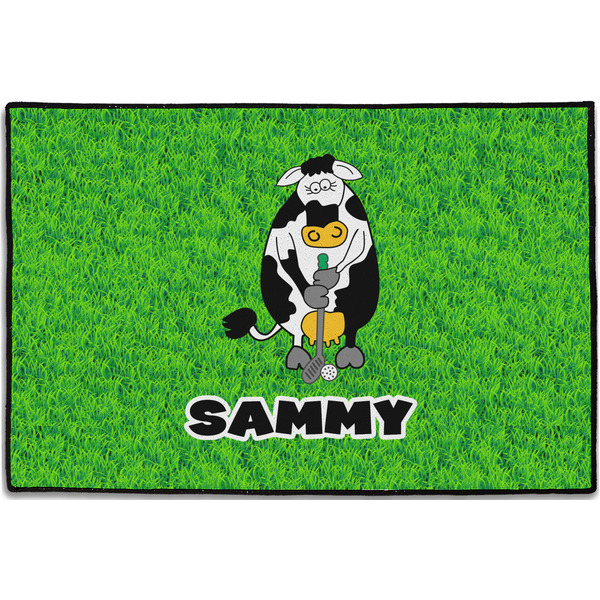 Custom Cow Golfer Door Mat - 36"x24" (Personalized)