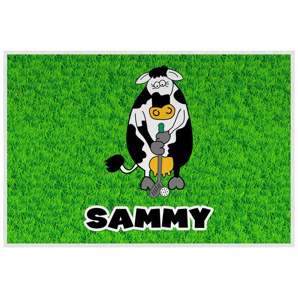 Custom Cow Golfer Laminated Placemat w/ Name or Text