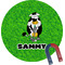 Cow Golfer Round Fridge Magnet (Personalized)