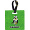 Cow Golfer Plastic Luggage Tag - Square w/ Name or Text