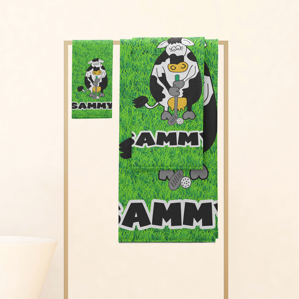 Cow Golfer Personalized Towel Set