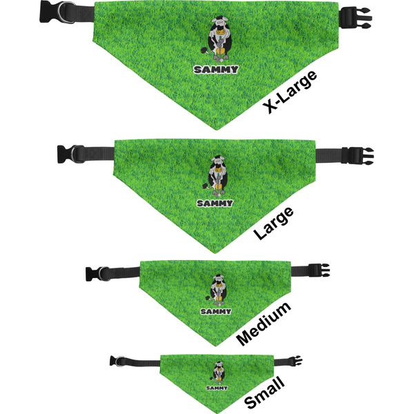 Cow Golfer Pet Bandana Sizes