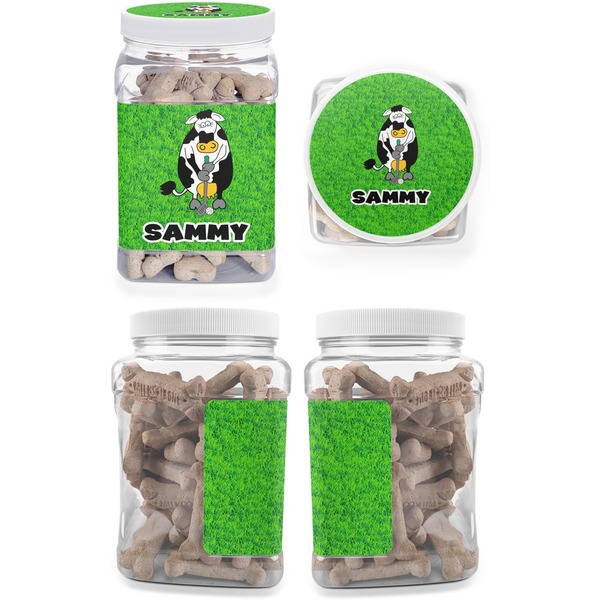 Cow Golfer Pet Treat Jar - Multiple Angles