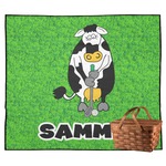 Cow Golfer Outdoor Picnic Blanket (Personalized)
