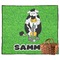 Cow Golfer Picnic Blanket - Flat - With Basket