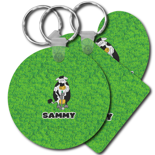 Custom Cow Golfer Plastic Keychain (Personalized)