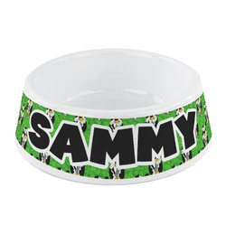 Cow Golfer Plastic Dog Bowl - Small (Personalized)
