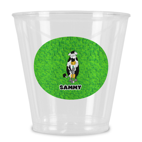 Custom Cow Golfer Plastic Shot Glass (Personalized)